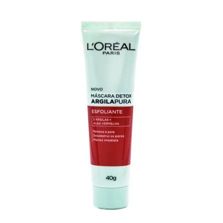 Máscara Facial L'Oréal Paris Detox Argila Pura Esfoliante 40g