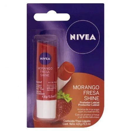 Protetor Labial Nivea Lipe Care Morango 4,8g