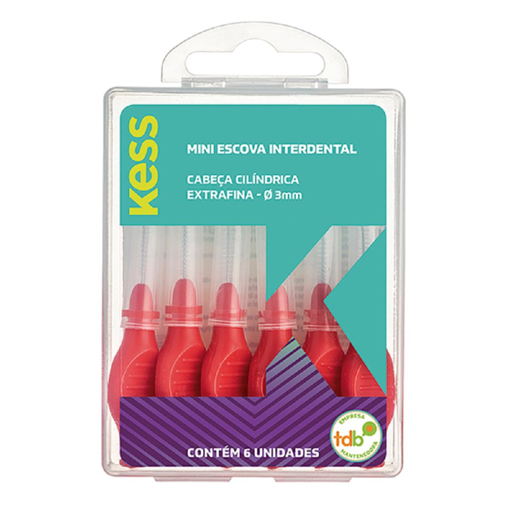 Mini Escova Interdental Kess Cilíndrica Extrafina 3mm com 6 unidades