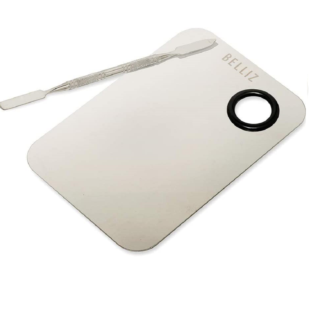 Paleta de Metal para Mistura de Maquiagem com Espátula Belliz