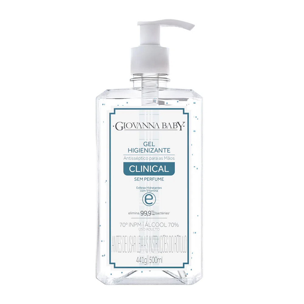 Álcool em Gel Higienizante Giovanna Baby Clinical Sem Perfume 500ml