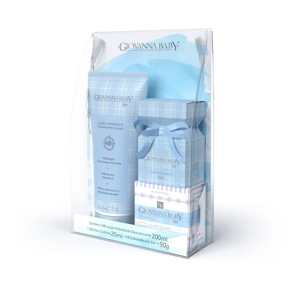 Kit Loção Hidratante + Colônia + Sabonete Giovanna Baby Blue