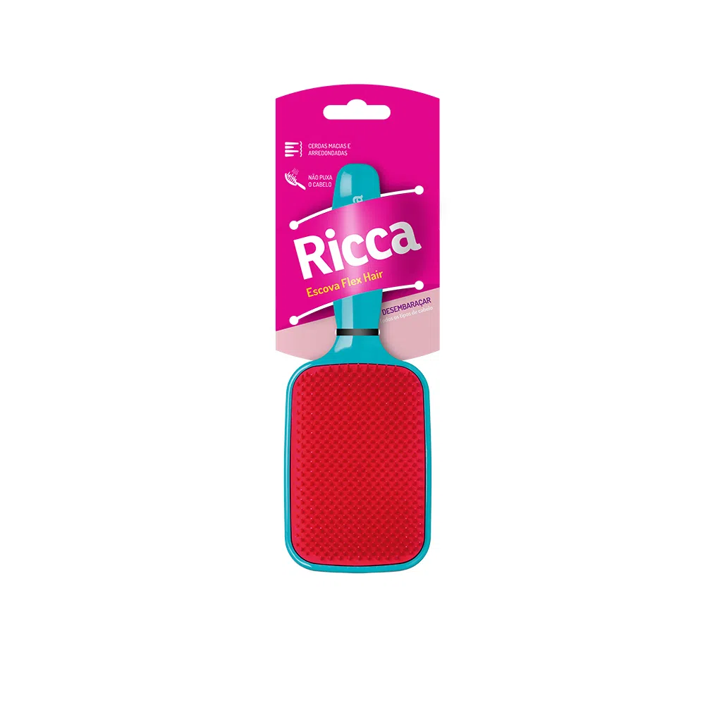 Escova de Cabelo Ricca Raquete Flex Blue