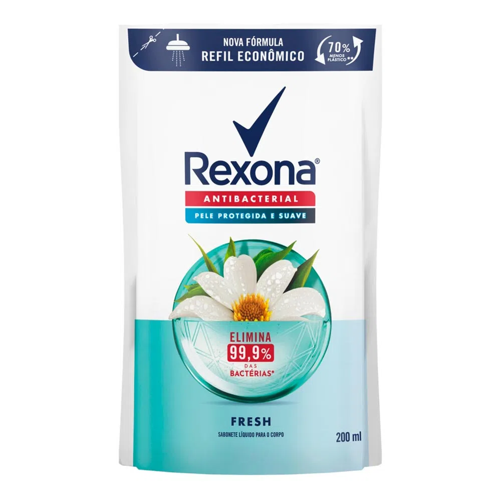 Refil Sabonete Líquido Corporal Rexona Antibacterial Fresh 200ml