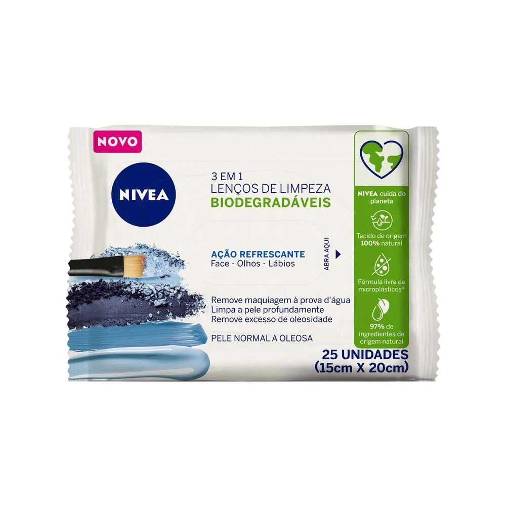Lenço de Limpeza Nivea Demaquilante Ação Refrescante 3 em 1 25un