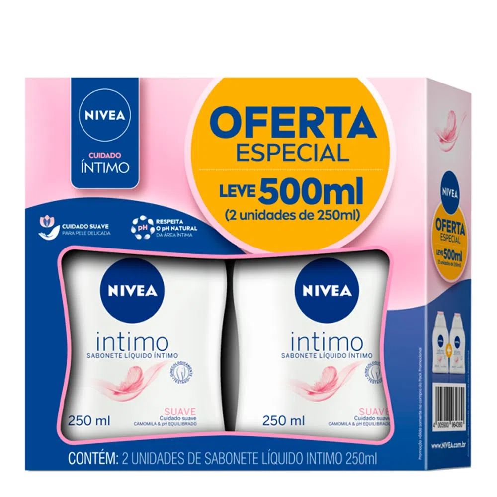 Kit Sabonete Líquido Íntimo Nivea Suave 2 unidades com 250ml