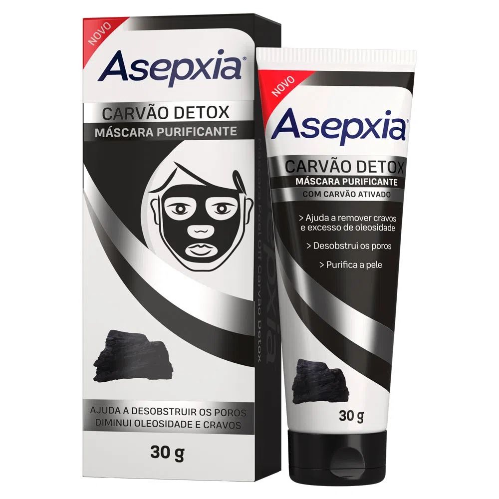 Máscara Facial Purificante Asepxia Carvão Detox 30g
