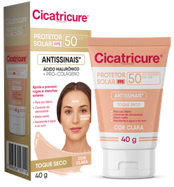 Protetor Solar Facial Cicatricure Antissinais Toque Seco com Cor FPS50 40g