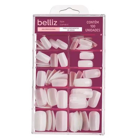 Kit de Unhas Postiças Belliz Quadrada Média com 100 Unidades