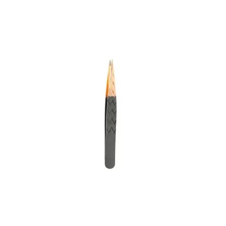 Pinça para Sobrancelha Belliz Black Silver e Gold Ponta Fina