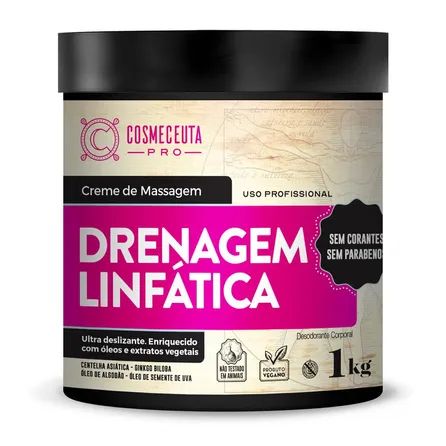 Creme Desodorante de Massagem Cosmeceuta Drenagem Linfática 1kg