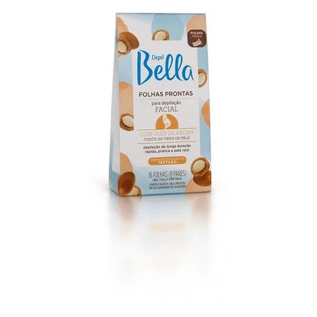 Folhas Prontas para Depilação Facial Depil Bella com Óleo de Argan 16un