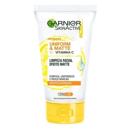Sabonete Líquido Facial Garnier Uniform & Matte Vitamina C 120g