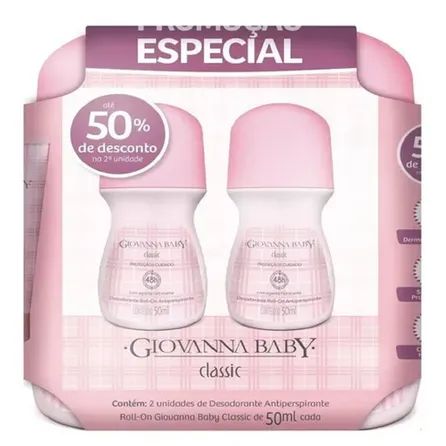 Kit Desodorante Roll-On Giovanna Baby Classic com 2 Unidades