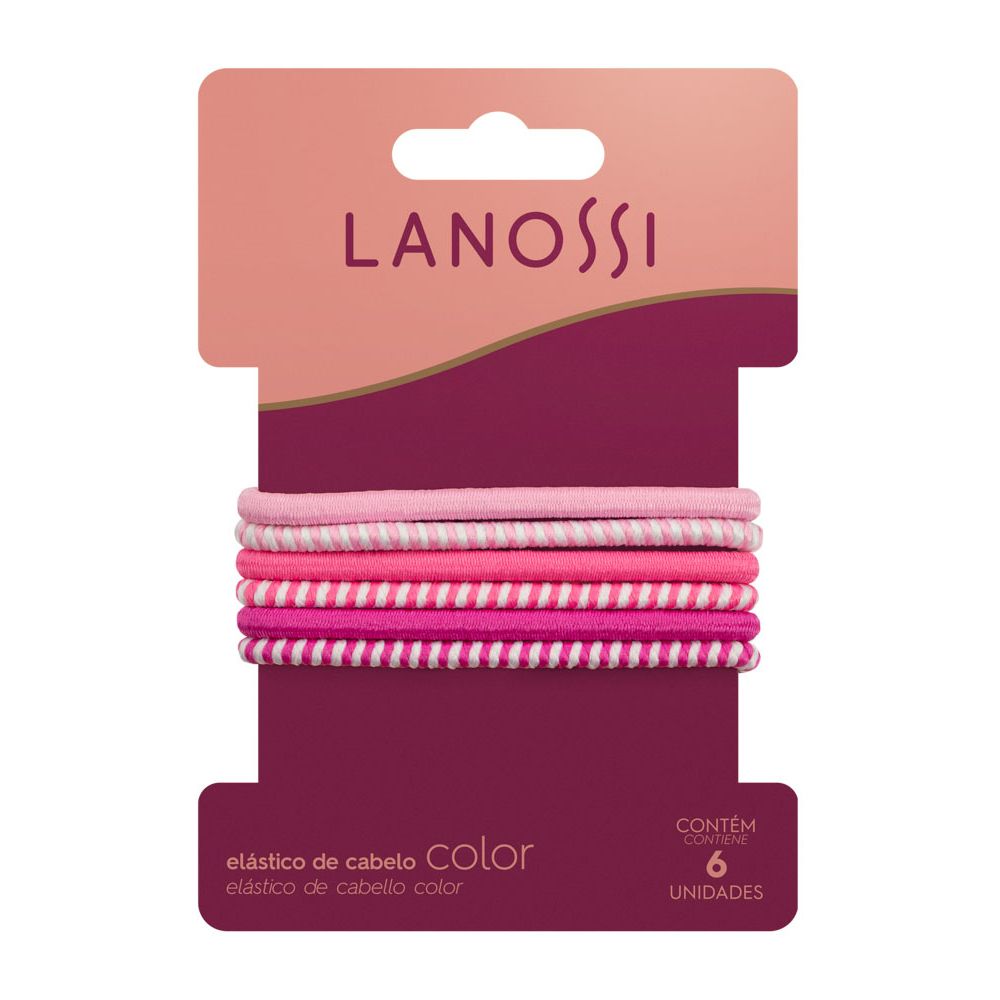 Conjunto de Elásticos de Cabelo Lanossi Pink 6Un