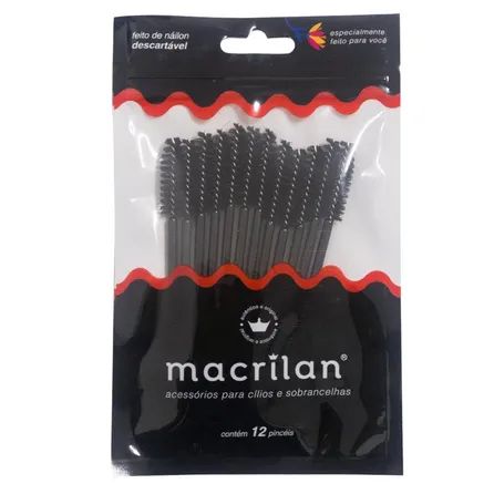 Kit Pincéis para Cílios e Sobrancelhas Macrilan com 12 unidades