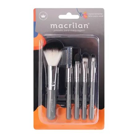 Kit com 5 Pincéis para Maquiagem Macrilan KP5-18 Cores Sortidas