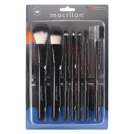 Kit com 7 Pincéis para Maquiagem Macrilan KP5-9A Cores Sortidas