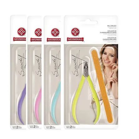 Alicate Para Cutículas + Lixa Mundial Sandy 741-S (Cores Sortidas)