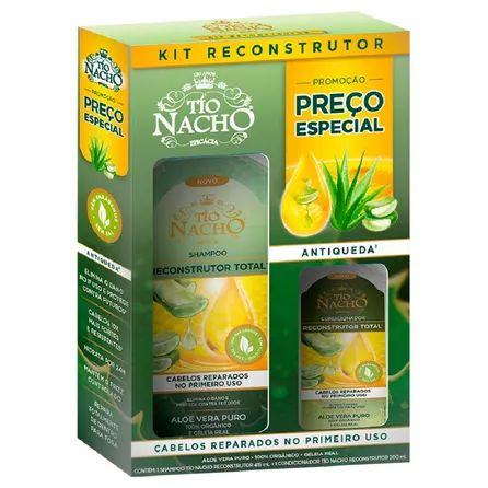 Kit Antiqueda Shampoo 415ml + Condicionador 200ml Tio Nacho Reconstrutor Total