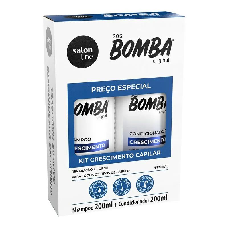 Kit Shampoo e Condicionador Salon Line SOS Bomba Original 200ml