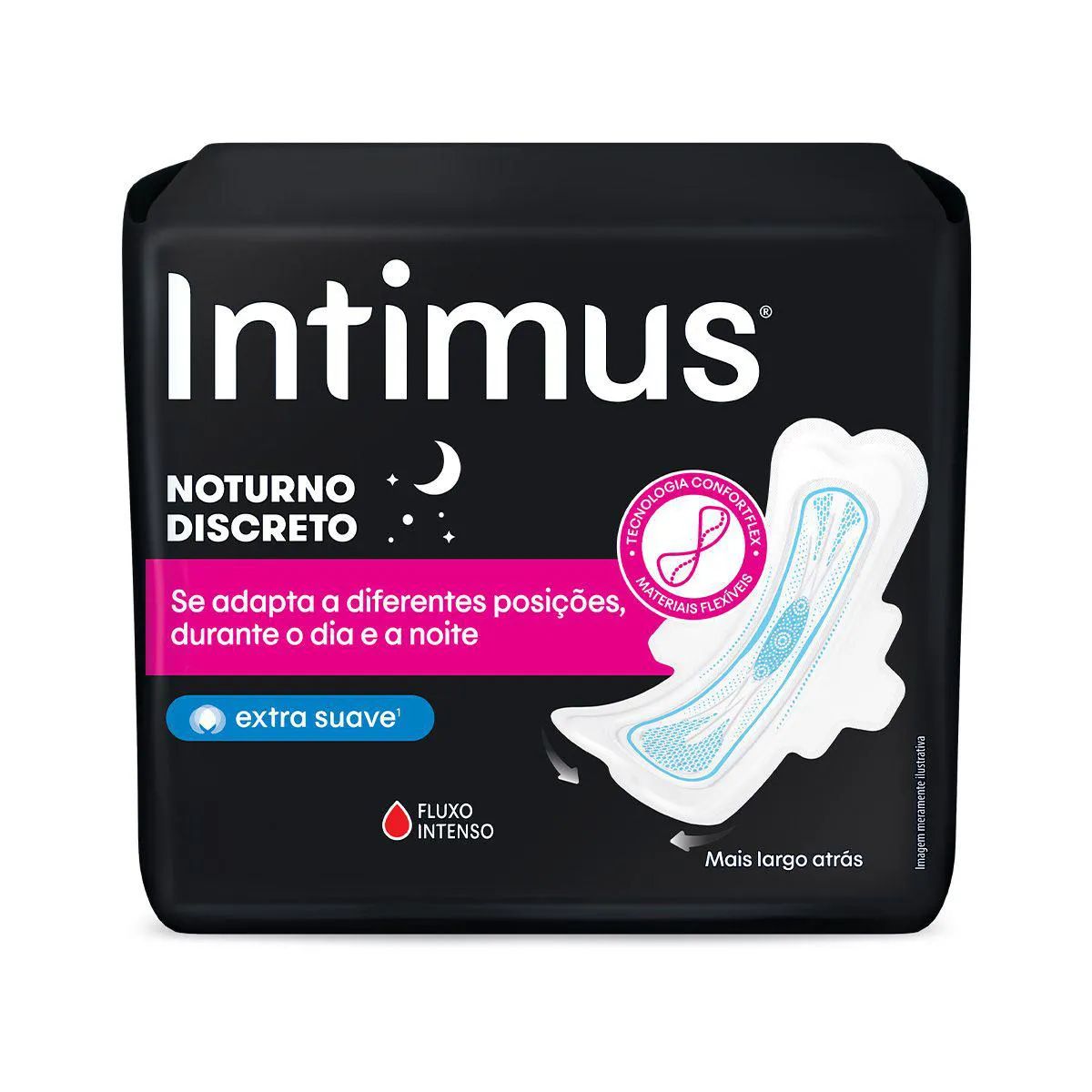 Absorvente Intimus Noturno Discreto Cobertura Suave Com Abas Com 14 Unidades