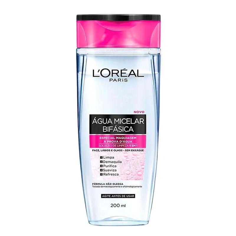 Água Micelar Bifásica L'Oréal Paris Solução de Limpeza 5 em 1 200ml