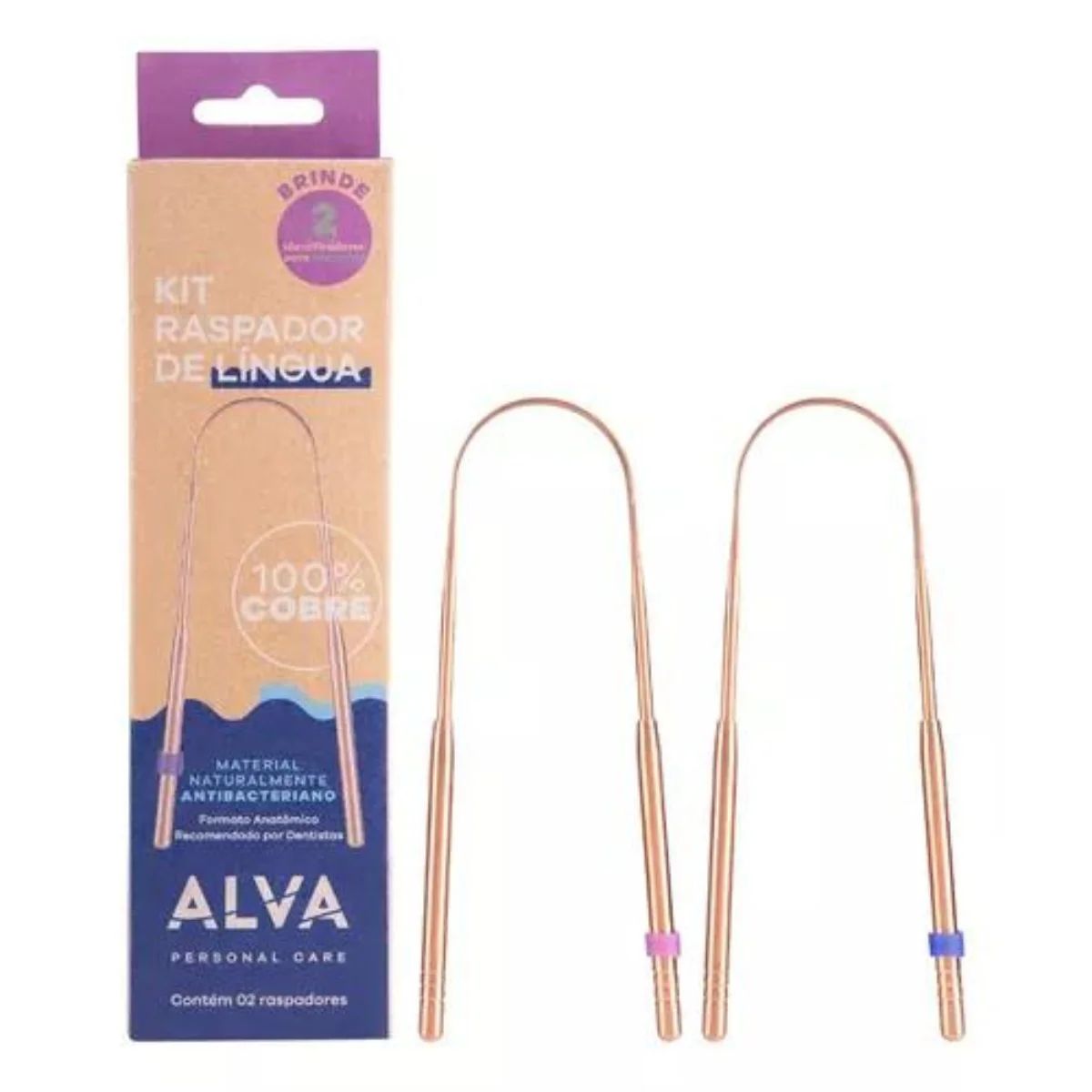 Kit Raspador de Língua de Cobre + Identificador de Raspador Alva