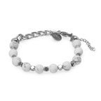 Pulseira Ajustável Key Design Domond de Pedra Natural Howlita Branca – miniatura 1