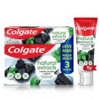 Pack Creme Dental Colgate Natural Extracts Carvão Ativado e Menta 90g - 3 Unidades – miniatura 1
